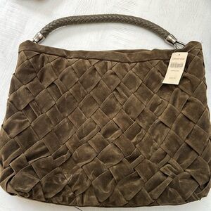 Olive green polyester & cotton hobo